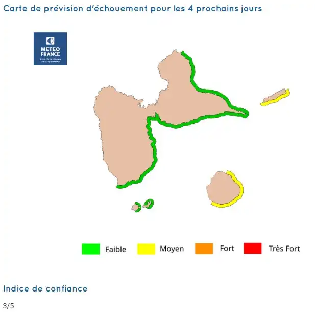 sargassum-monitoring-previsions sargasses-sargazo-map-mapa-carte-guadeloupe-26-january-2026