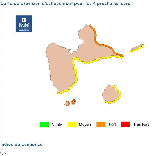 sargassum-monitoring-previsions sargasses-sargazo-map-mapa-carte-guadeloupe-23-march-2026